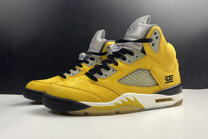 Air Jordan 5 Tokyo White and yellow basketball shoes 454783-701