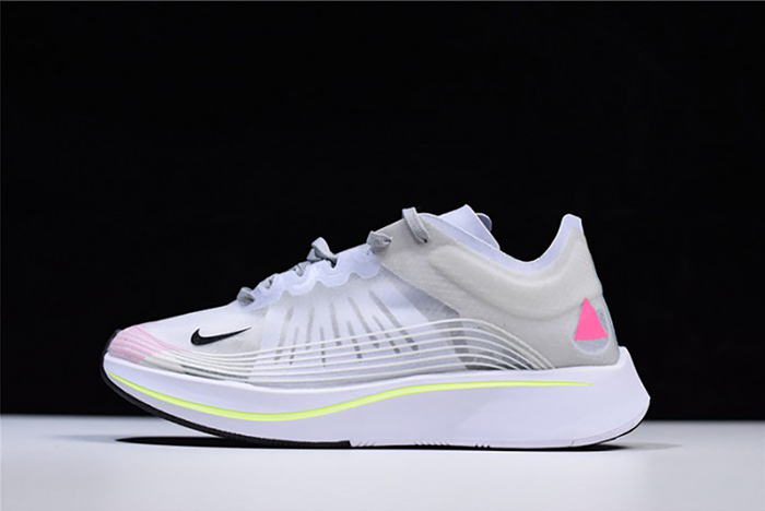 Nike Mens Lab Zoom Fly SP Swoosh Pinwheel Light Gray White Pink Yellow AA3172-106
